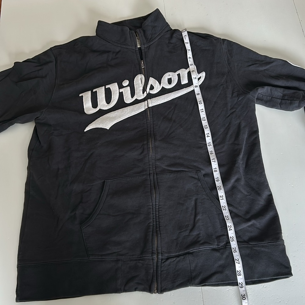 Wilson retro warm up sweatshirt jacket navy blue / white size large men - Picture 8 of 9